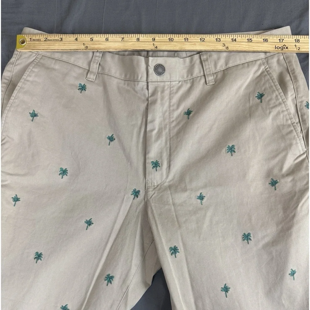Bonobos Original Chino Pants Men's 35x30 Beige Palm Tree Print Athletic Fit NWOT